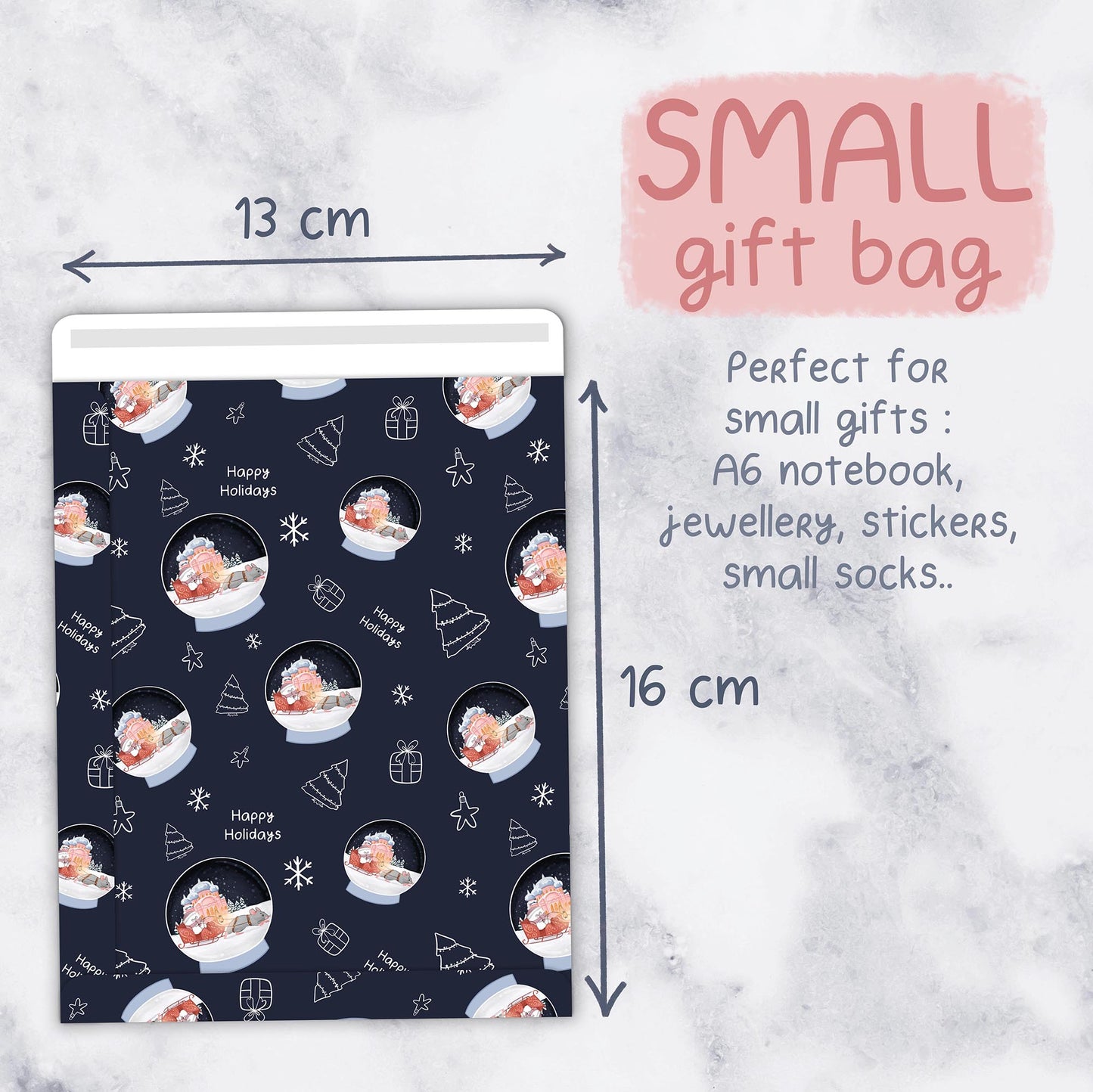 Sacs cadeaux de Noël Boule à Neige - Souris de Noël