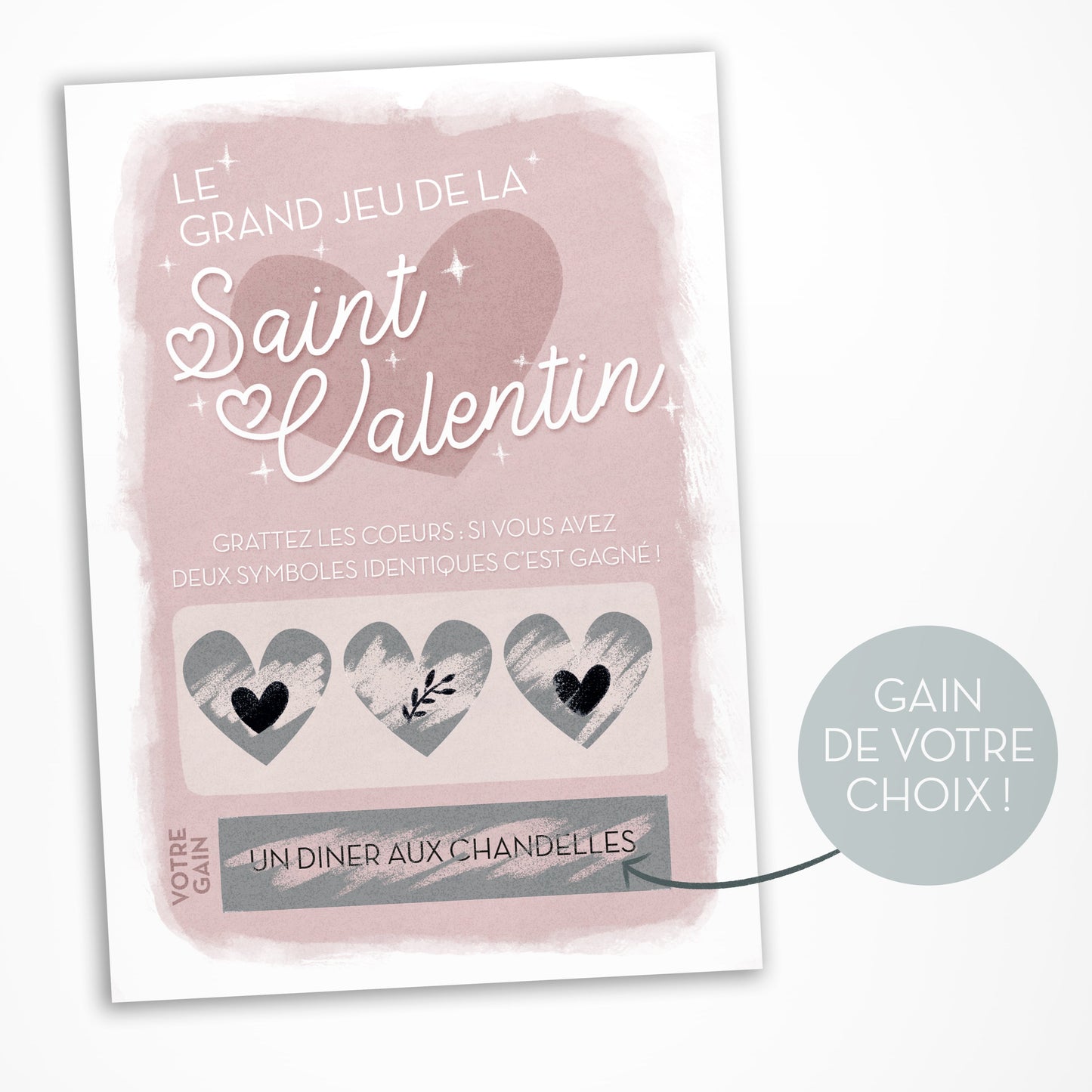 Carte a gratter st valentin personnalisée
