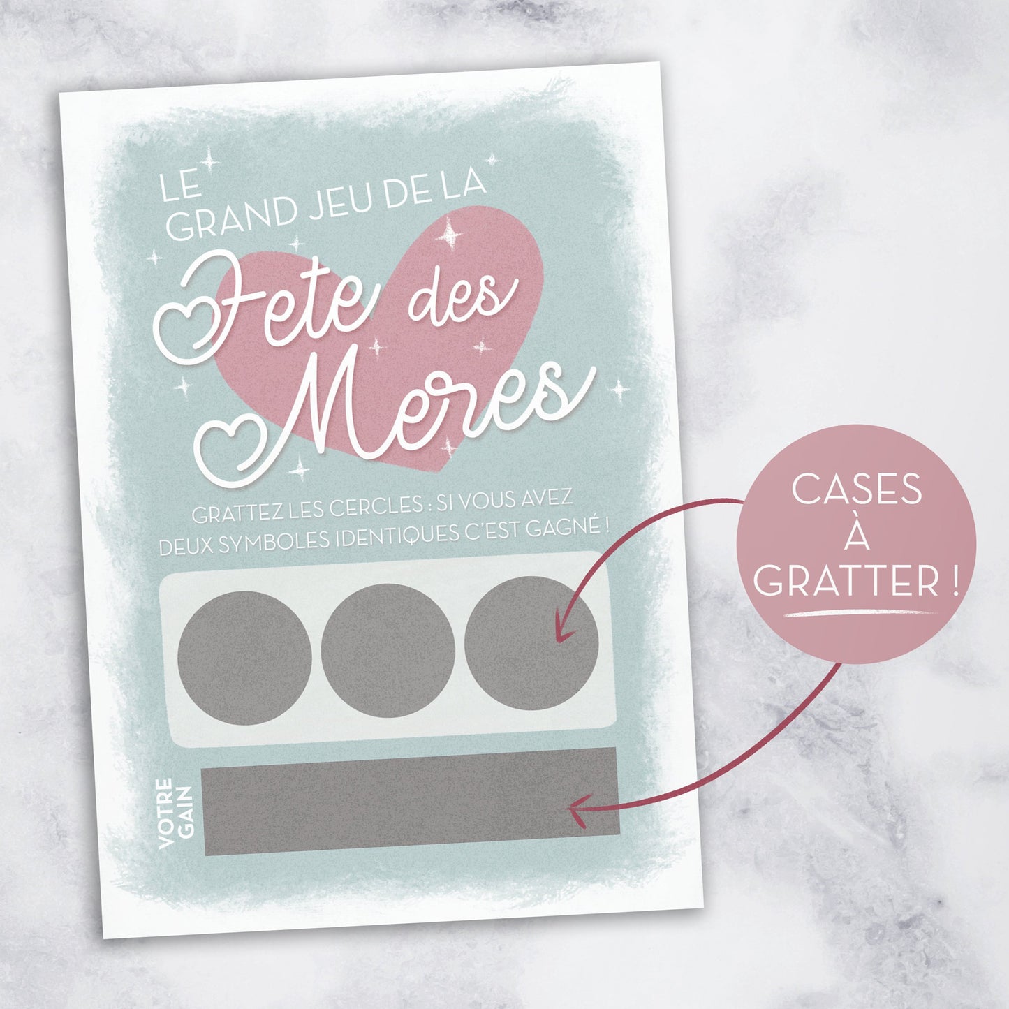 jolie carte fête des mères à gratter