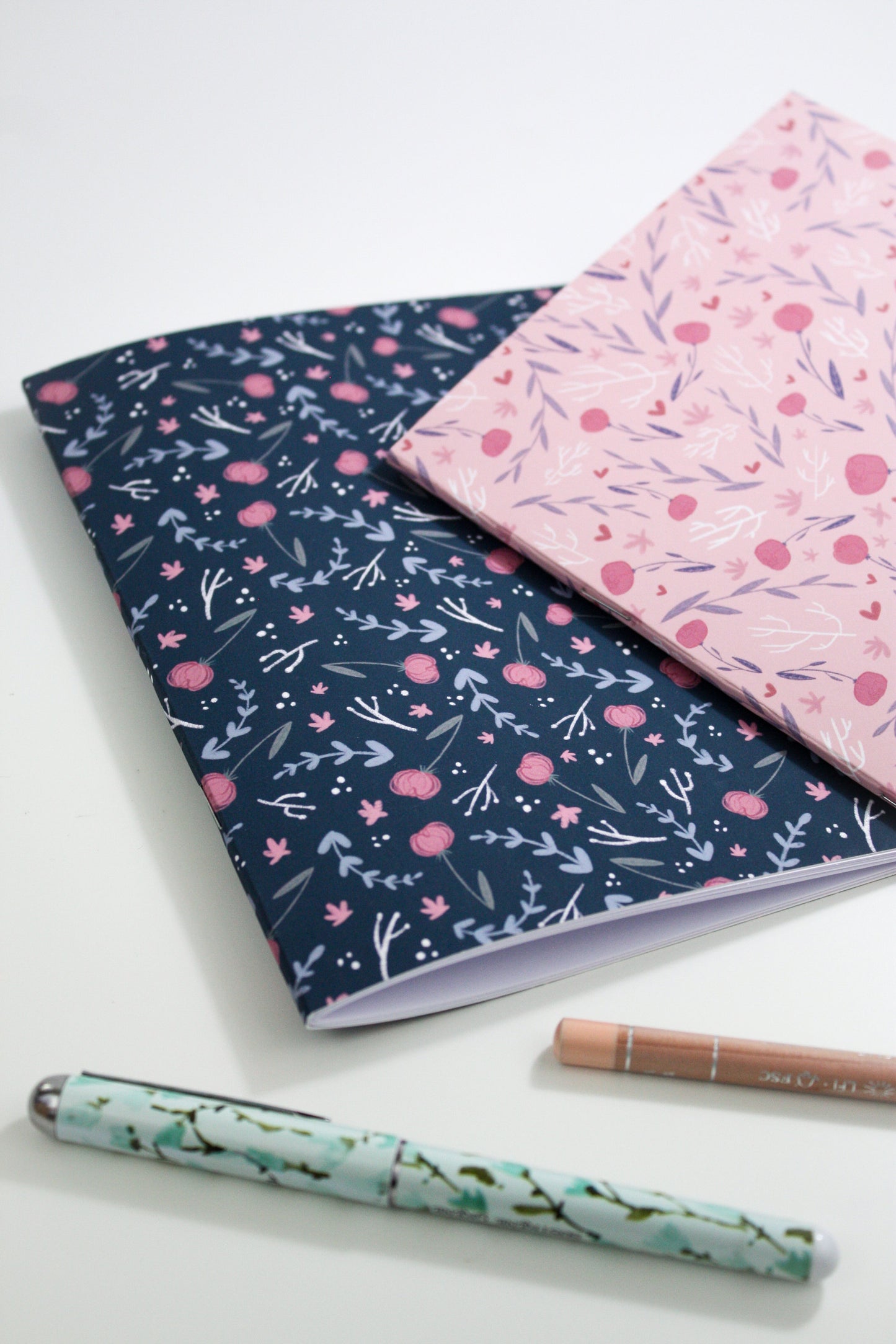Carnet à fleurs bleu - Cahier kawaii