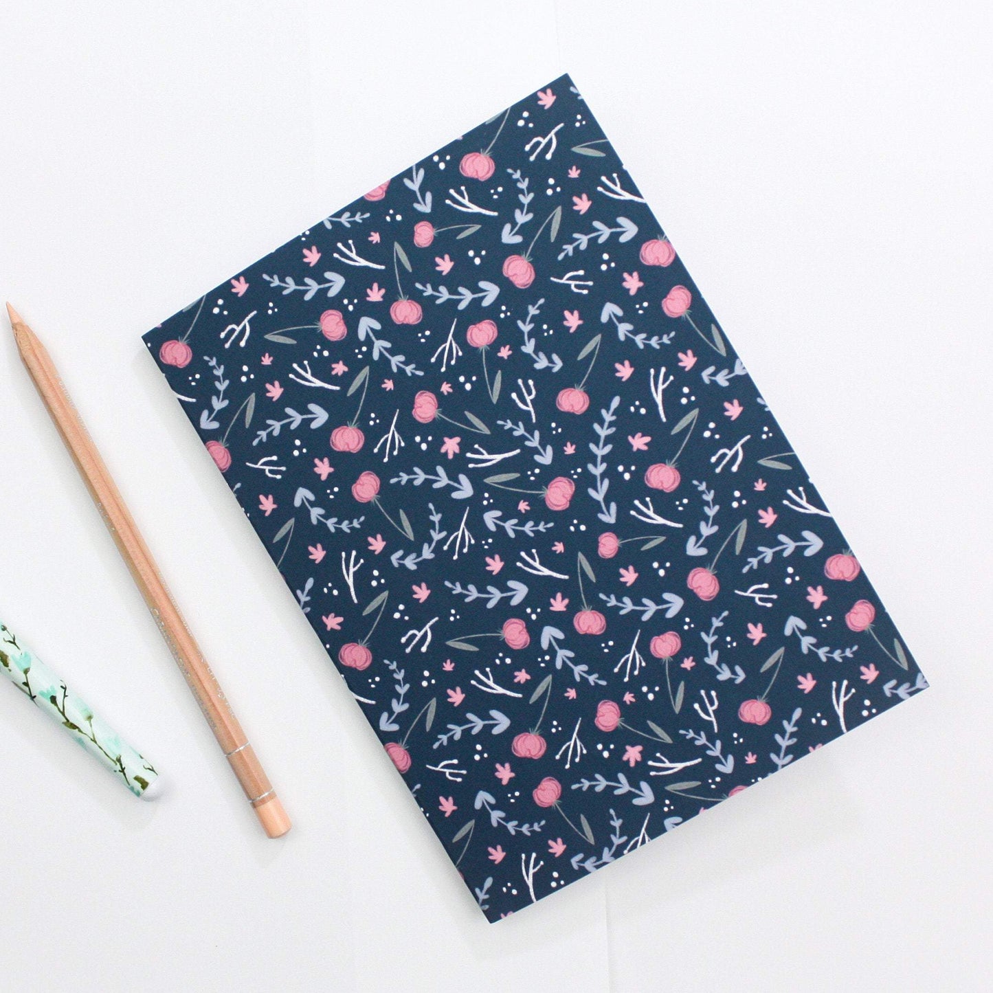 blue floral notebook