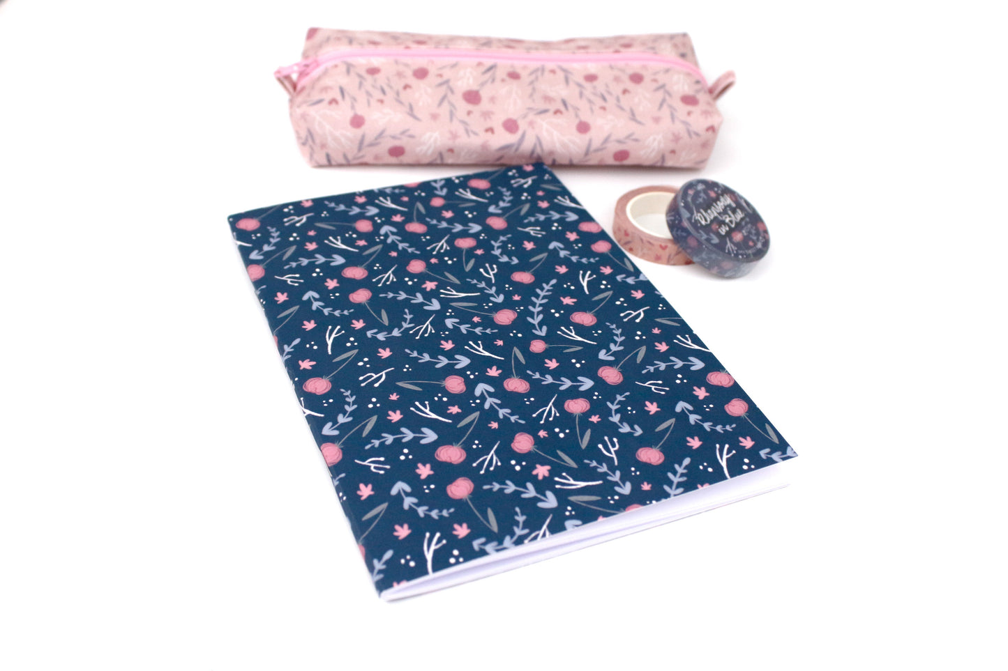 Carnet à fleurs bleu - Cahier kawaii