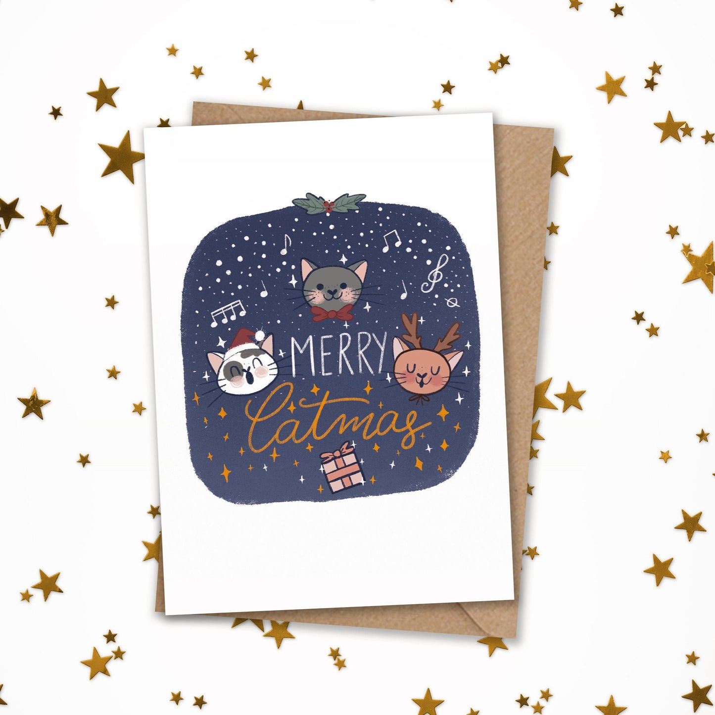 cat choir cute cat christmas card