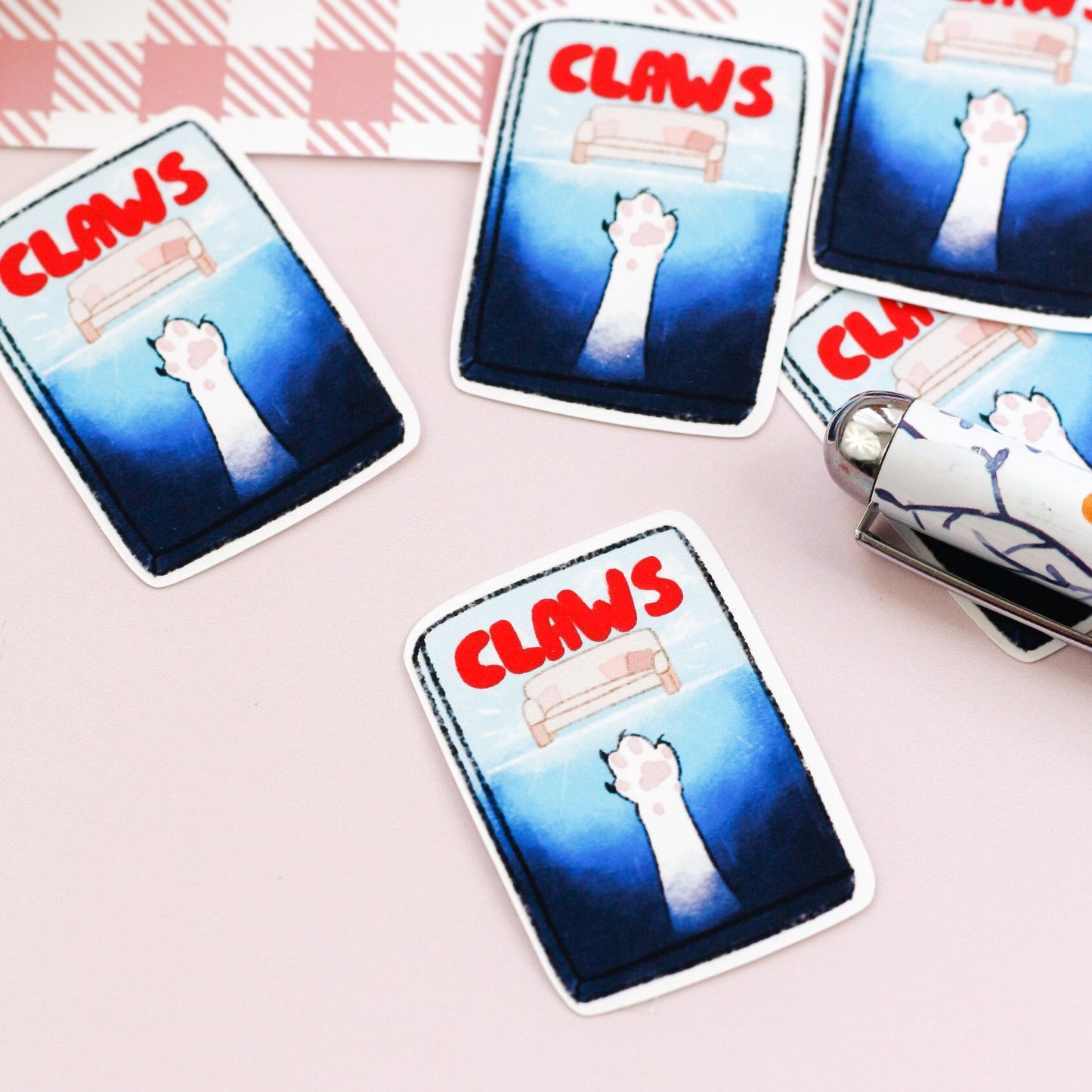 jaws cat movie poster stickers