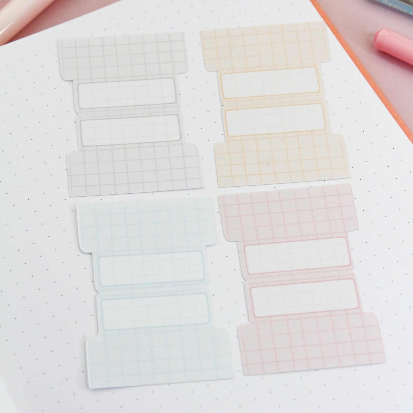 Pastel grid adhesive tabs 02