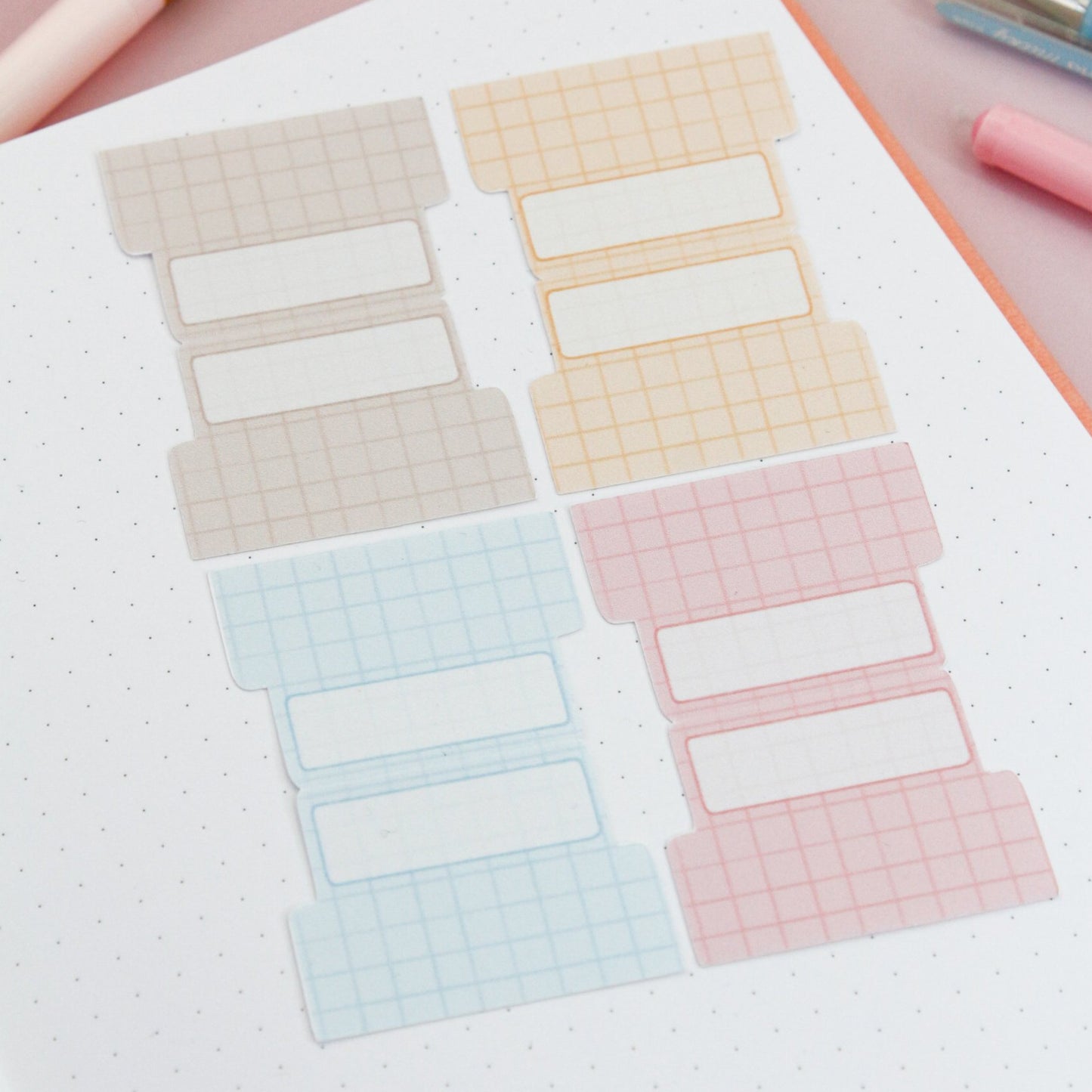 Pastel grid adhesive tabs 03
