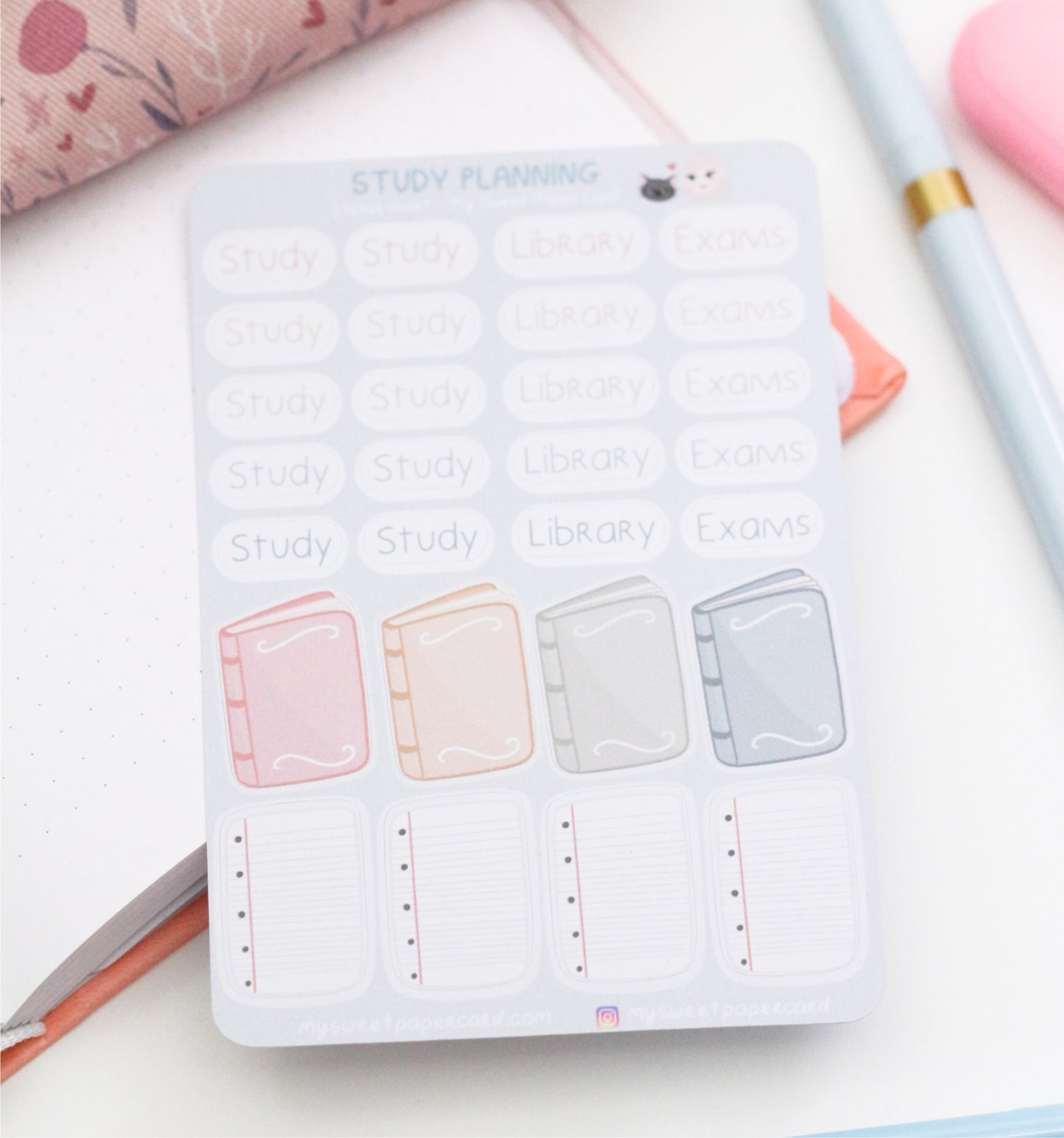 Pastel school stickers - Exam planner stickers - Back to school stickers
