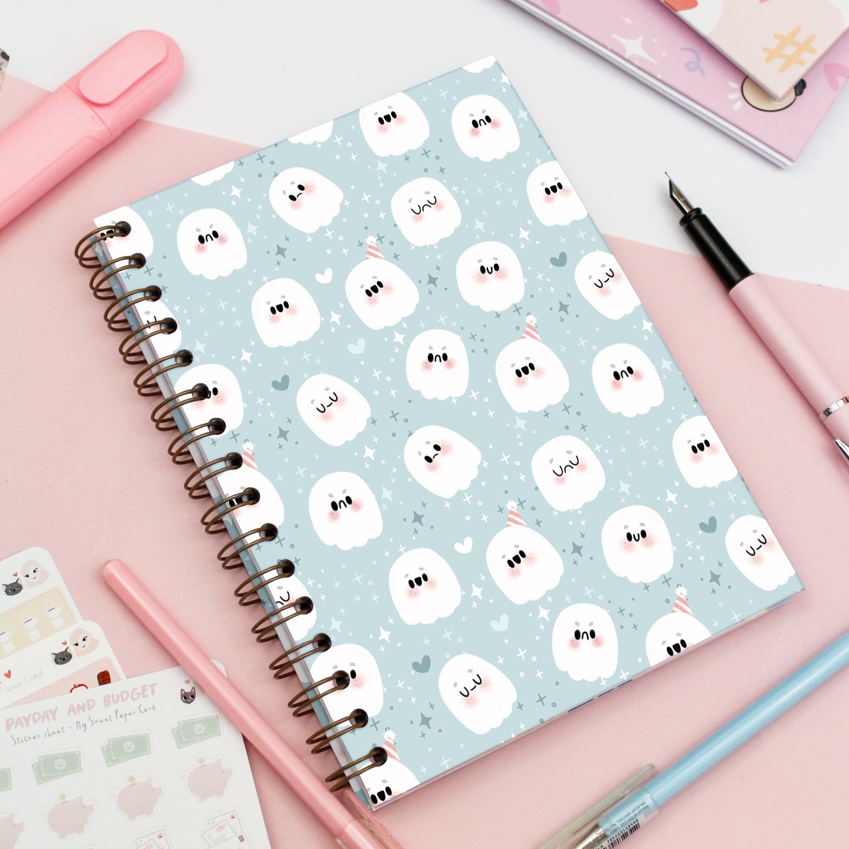 adorable ghost spiral notebook