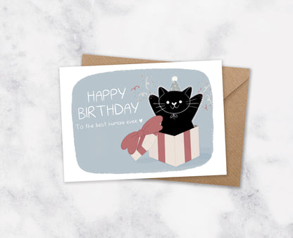 Carte anniversaire chat noir grincheux - Joyeux anniversaire de la part du chat