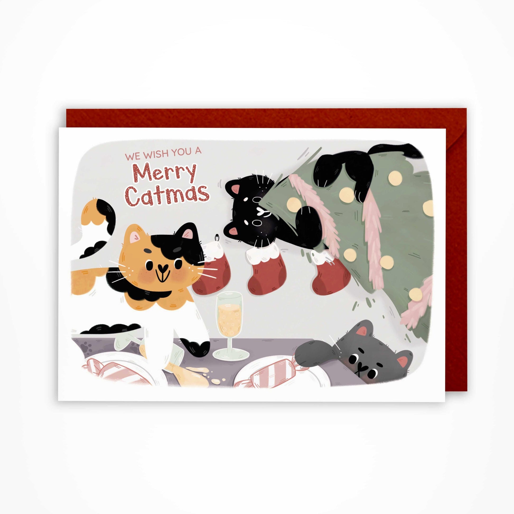 merry catmas funny christmas card for cat lover