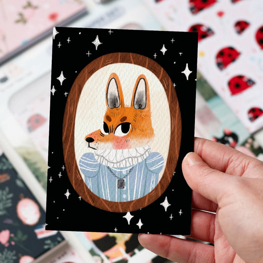 cute fox painting print
