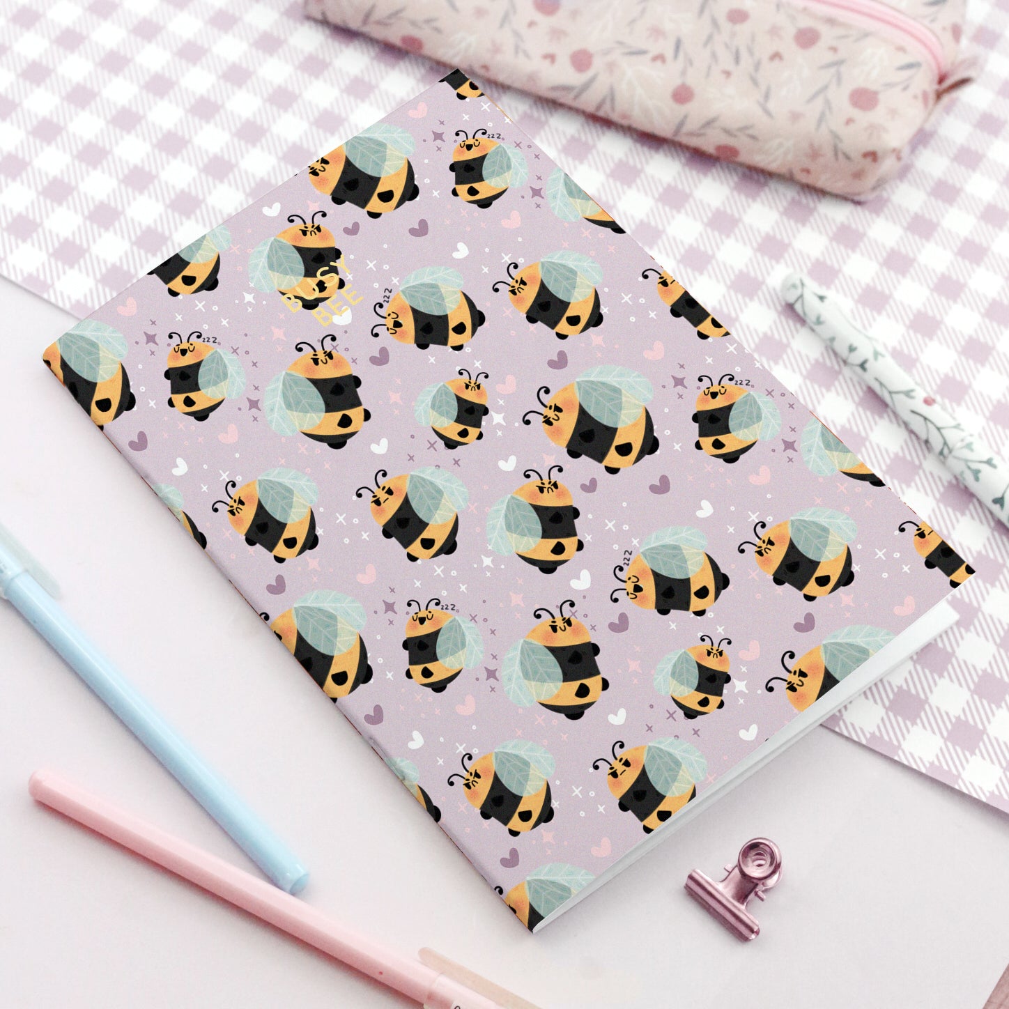 cute notebook with gumpy bees