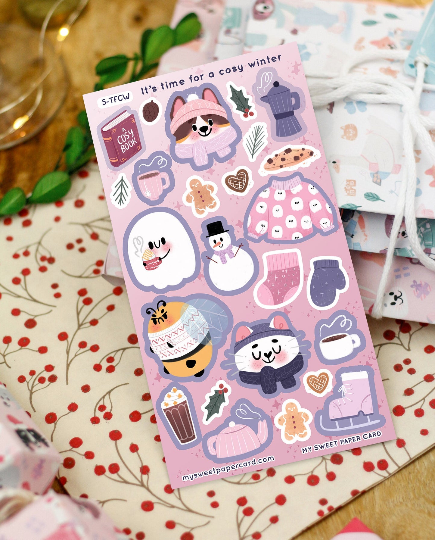 Hiver cosy - planche de stickers Noël