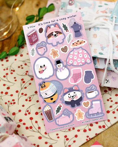 Hiver cosy - planche de stickers Noël