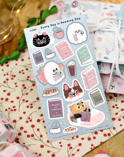 Chaque jour est un jour pour lire - planche de stickers lecture