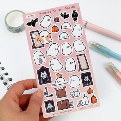Ghosty au manoir hanté - planche de stickers Halloween