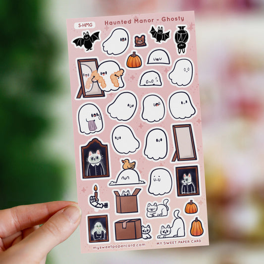 Ghosty au manoir hanté - planche de stickers Halloween