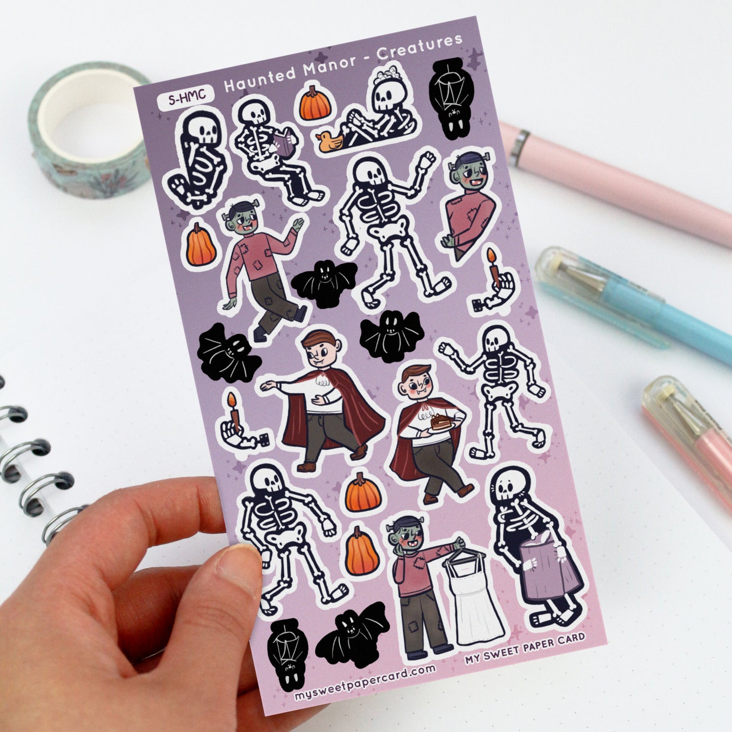 Créatures du manoir hanté - planche de stickers Halloween