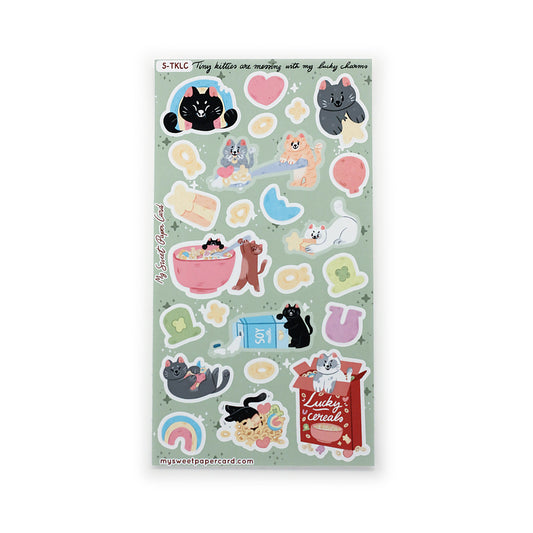 Tiny kitties messing with your lucky charms - cat planner stickers