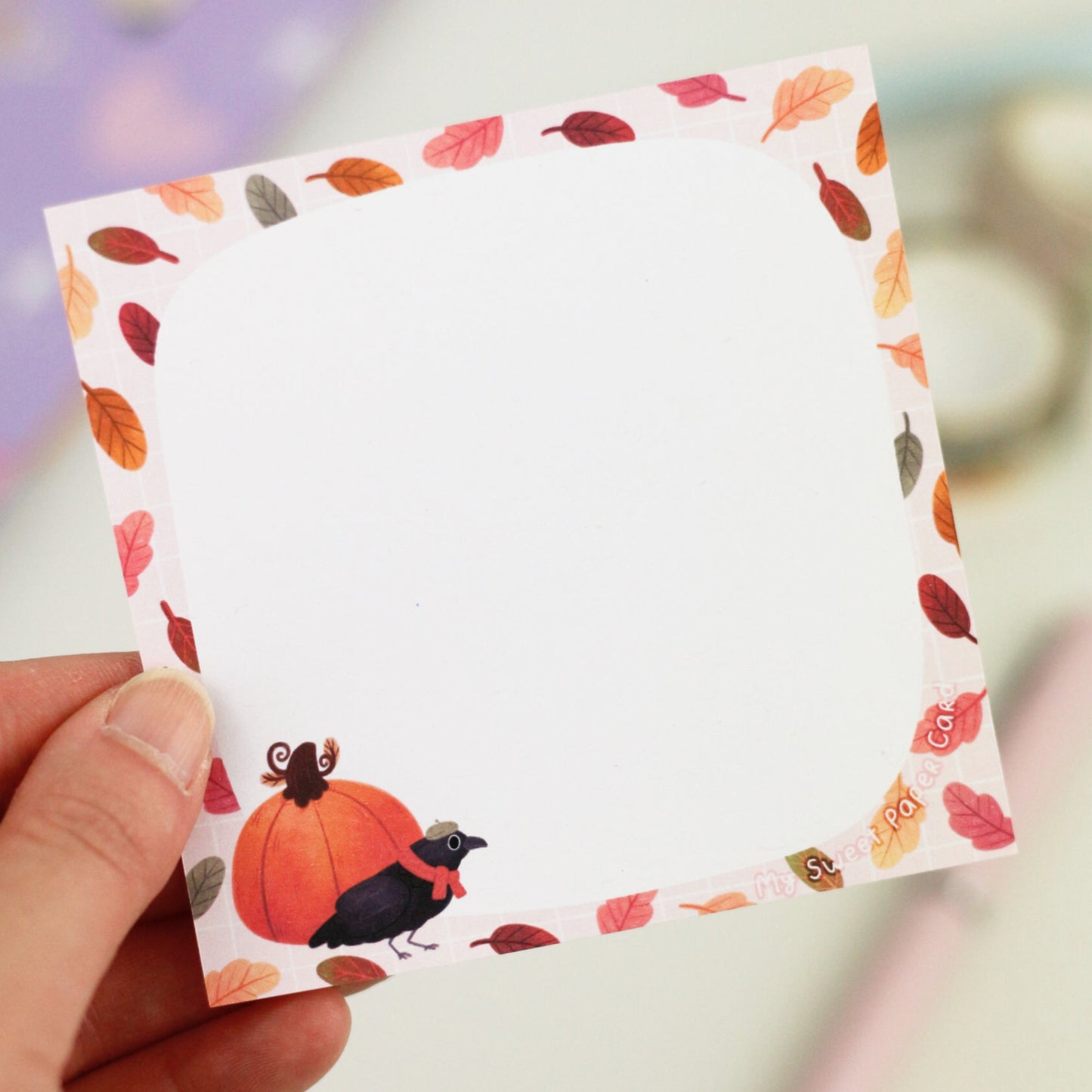 Pumpkin and Raven - Cute Halloween notepad