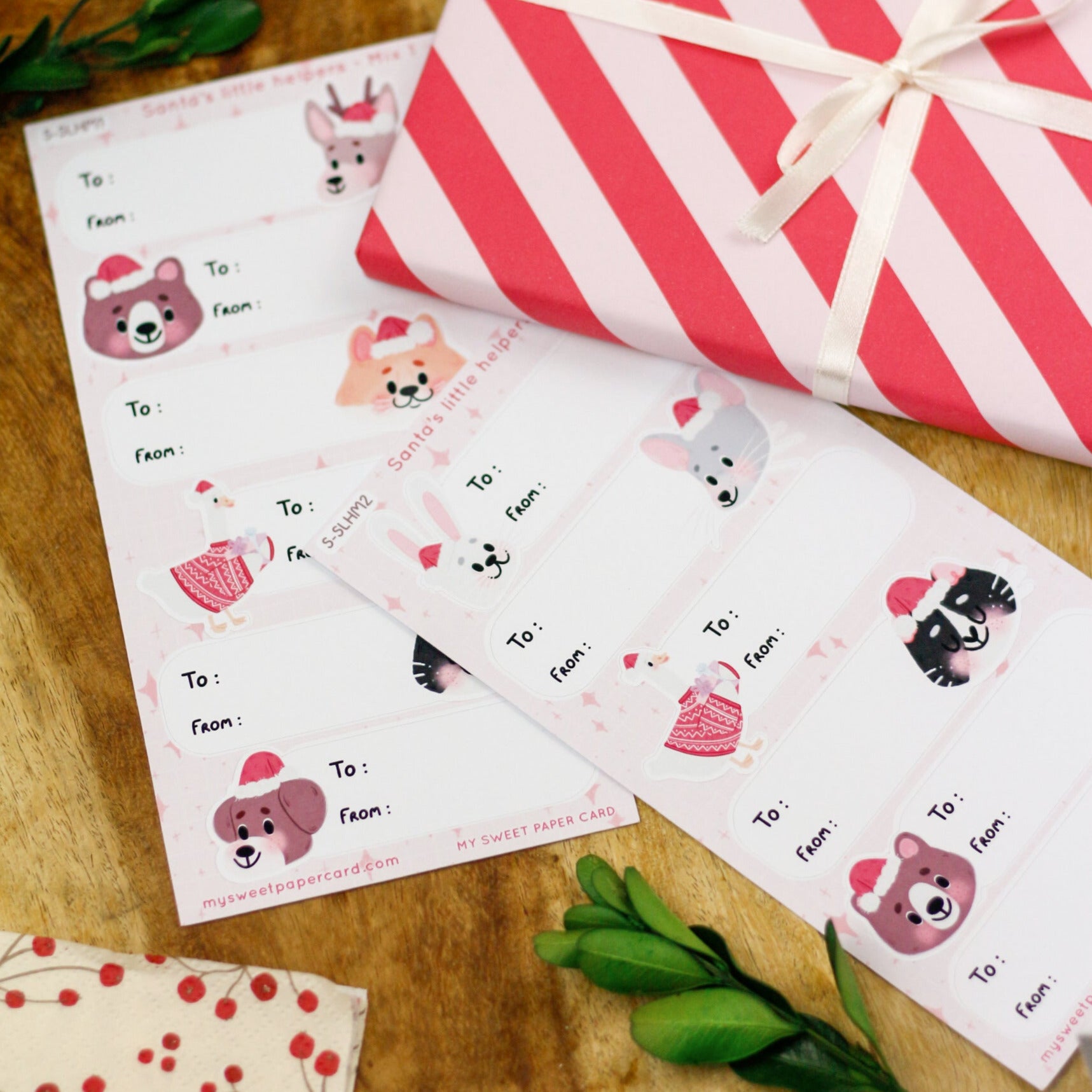 christmas gift tags stickers sheet 