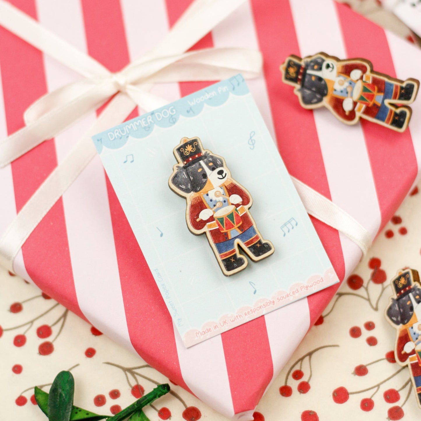 ecofriendly dog christmas pins 