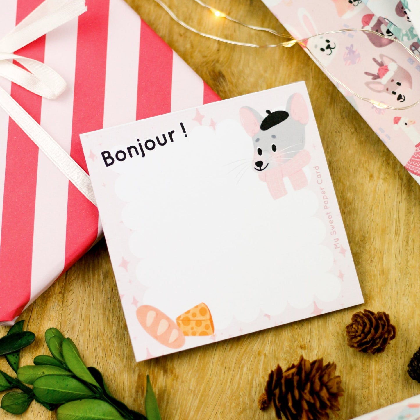 french mouse square notepad