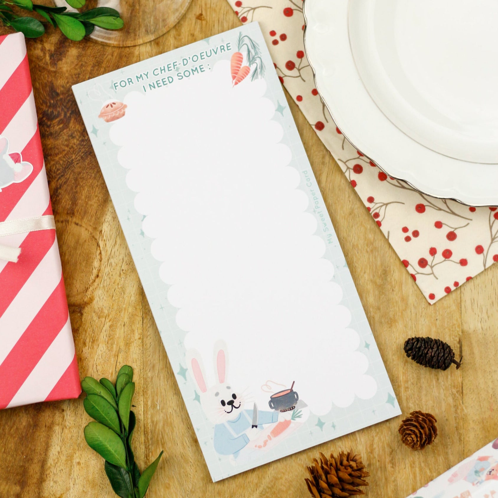 cute groceries list notepad with rabbit