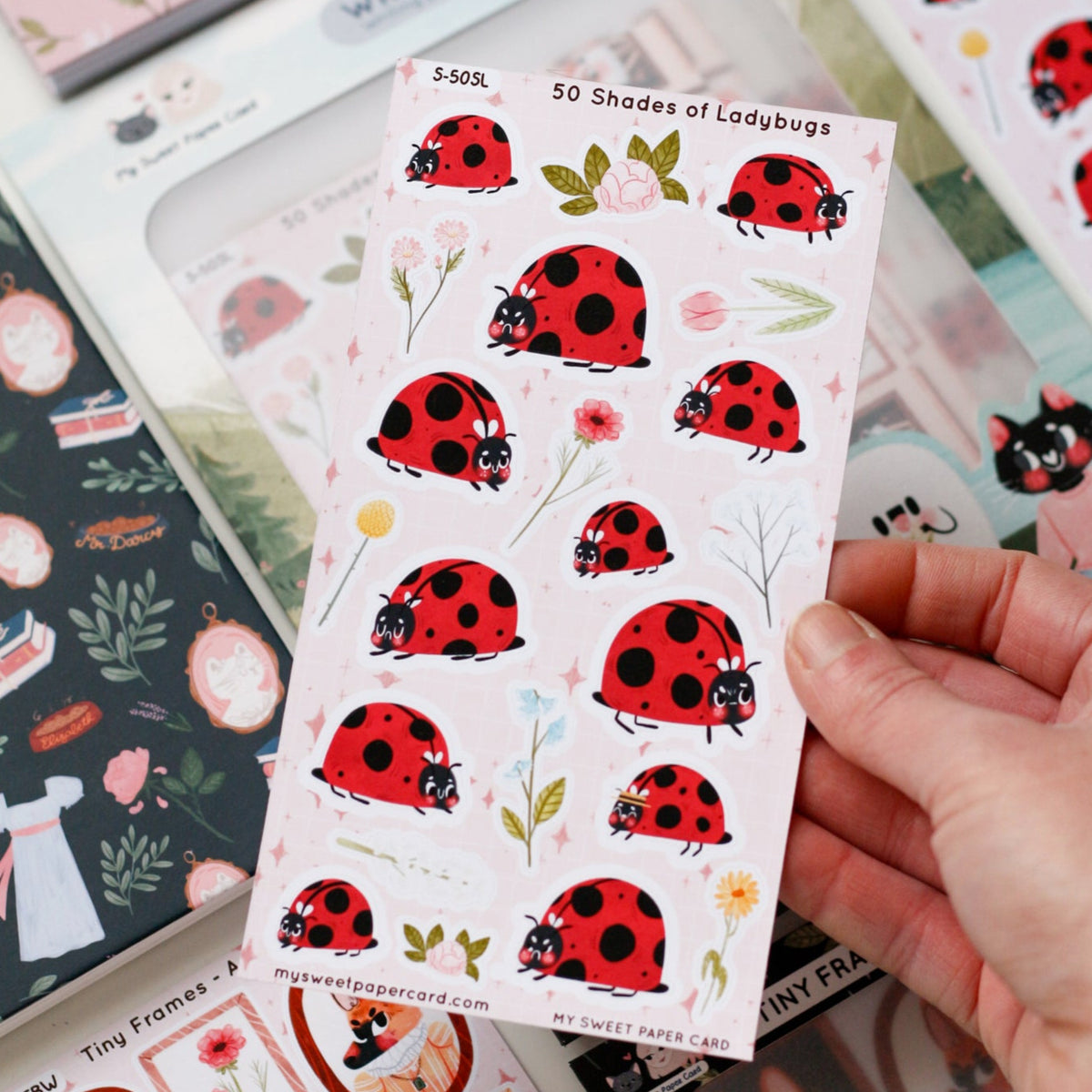 Blue Ladybug Sticker 50 shades of Ladybugs - Stickers Sheet – My Sweet Paper Card