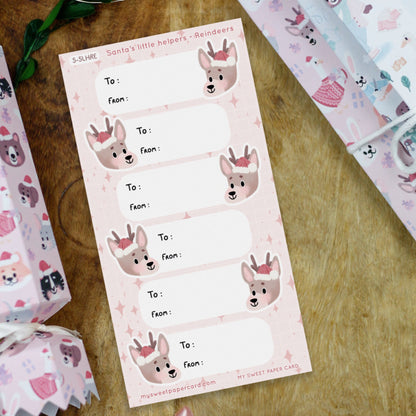 gift label animal stickers reindeers