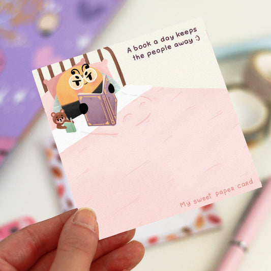 A book a day keeps the people away - Grumbee reading notepad