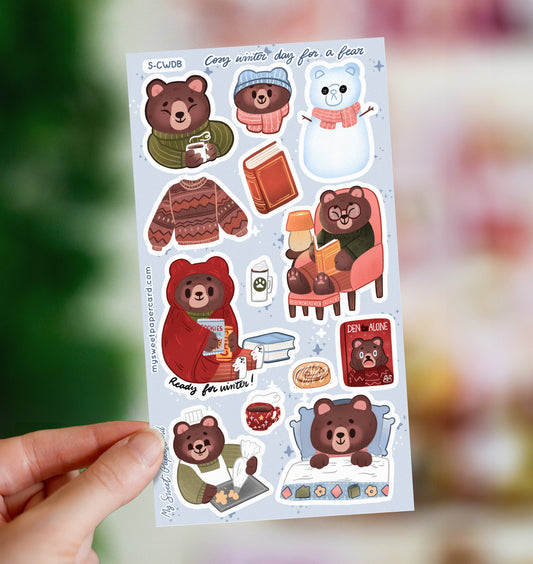 Cosy winter day for a bear - Winter planner stickers