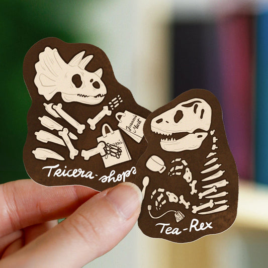 Dinosaur stickers - Tea Rex & Tricerashops - Die cut stickers