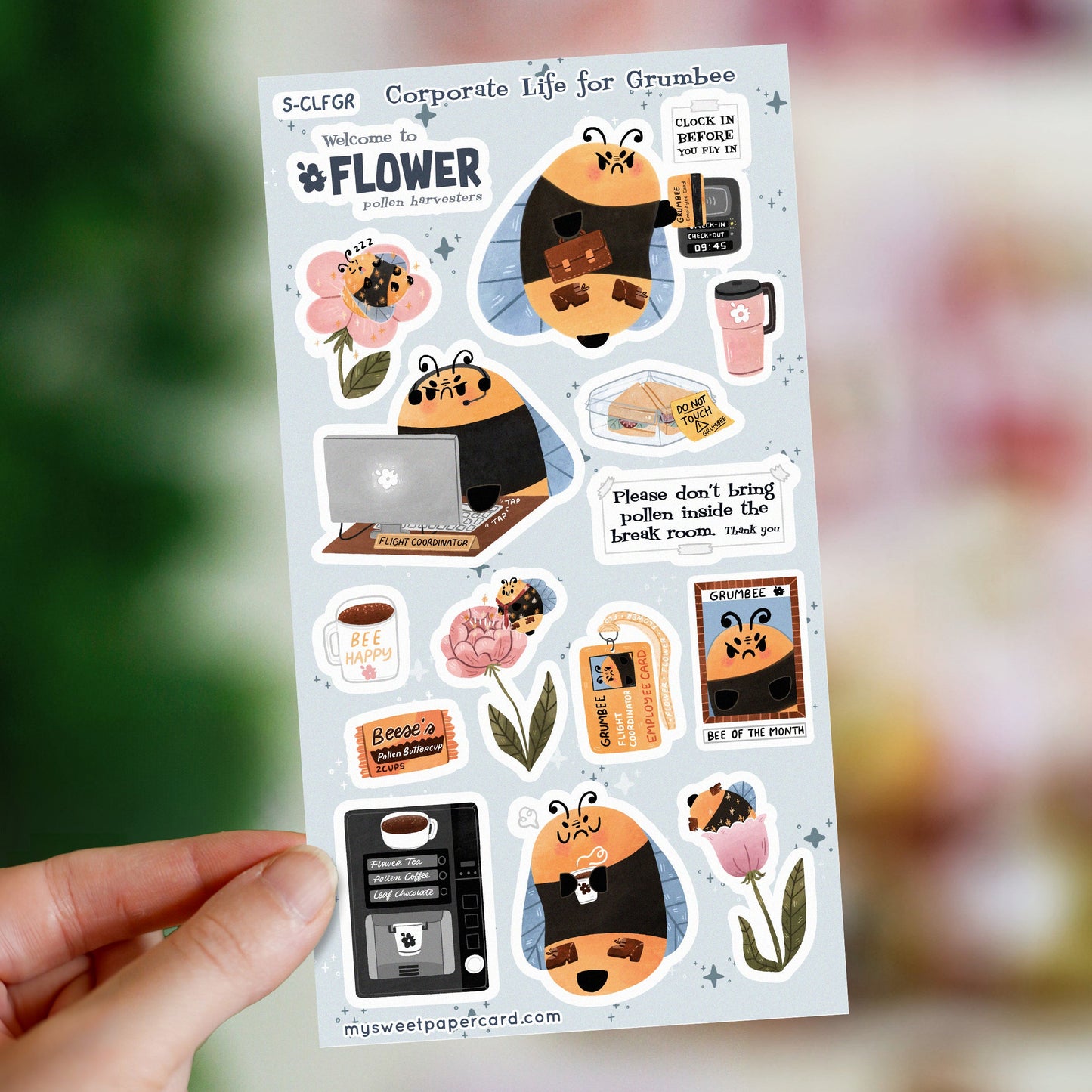 Grumbee au boulot - planche de stickers abeille