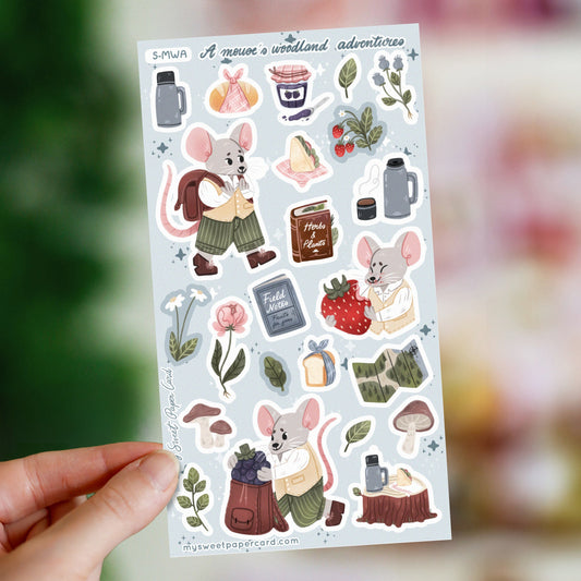 Mouse in the woods stickers sheet - planner stickers