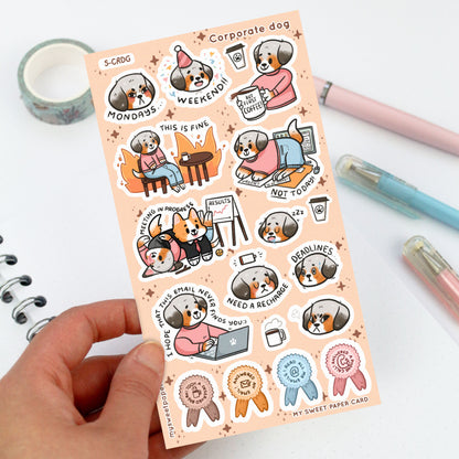 Corporate Dog stickers sheet - Back to work stickers