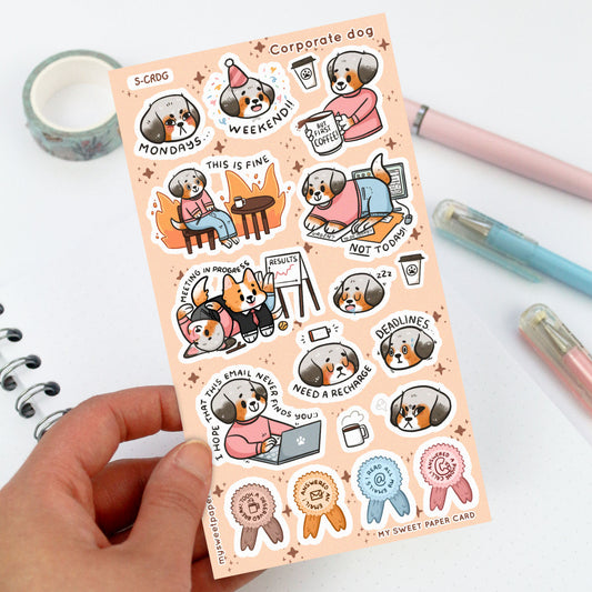 Corporate Dog stickers sheet - Back to work stickers