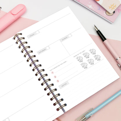 cute weekly planner with bee mood tracker