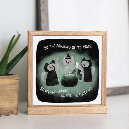 The 3 Witchy Cats - Halloween Art Print