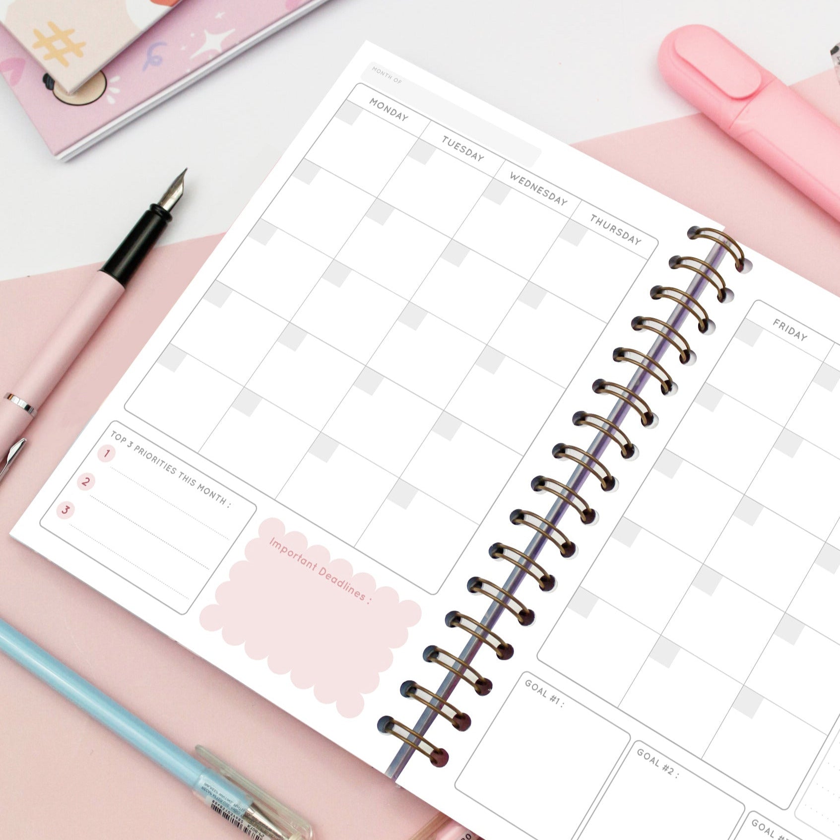 kawaii planner with monthly view