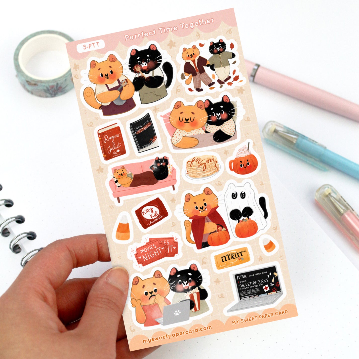 Purr-fect Life Together - Autumn Cat Stickers sheet