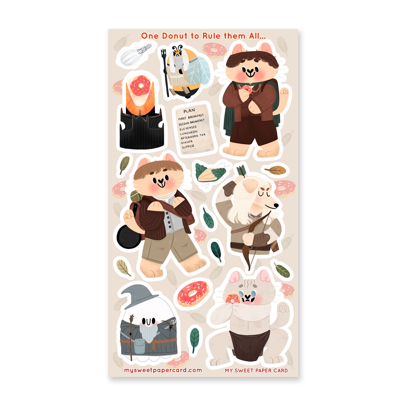 kawaii lord of the ring stickers sheet