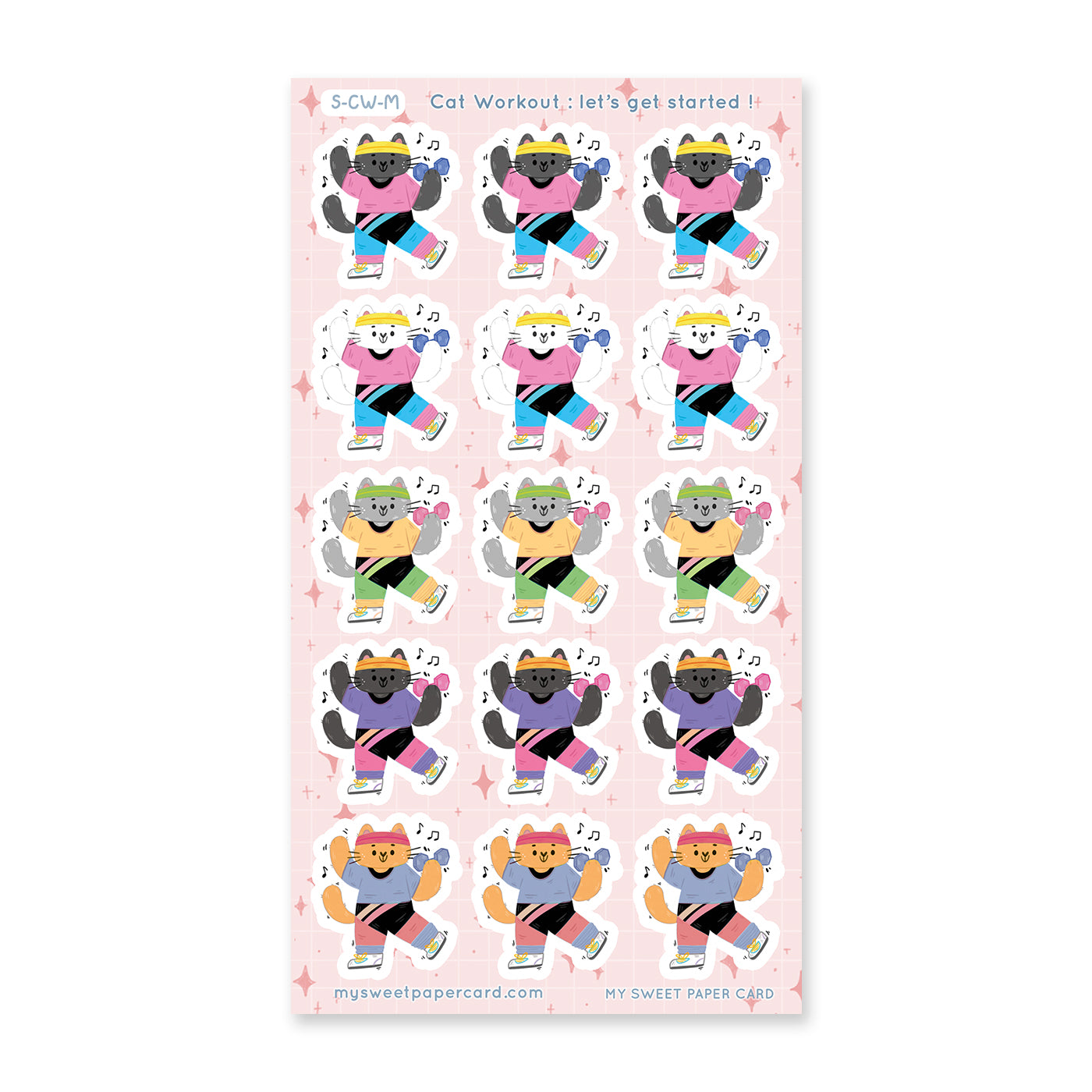 adorable cat planner stickers workout tracker