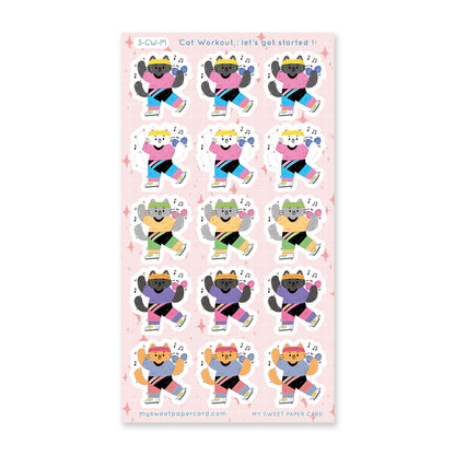 adorable cat planner stickers workout tracker