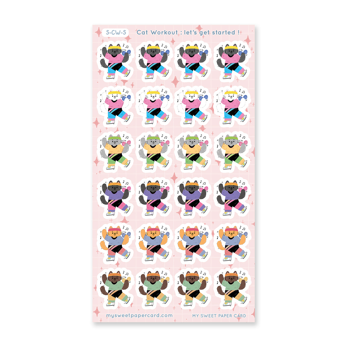 cute planner stickers cat workout tracker