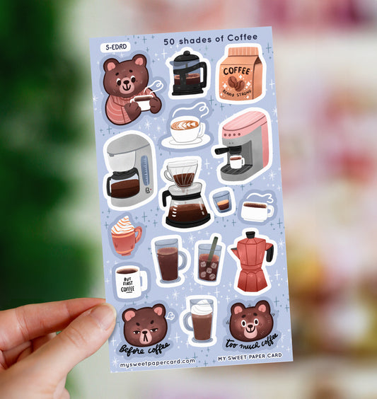 50 shades of coffee - bear stickers - planner stickers