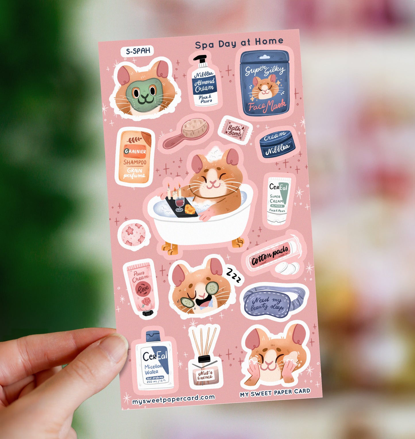 Cosy Spa Day at home - hamster stickers - planner stickers