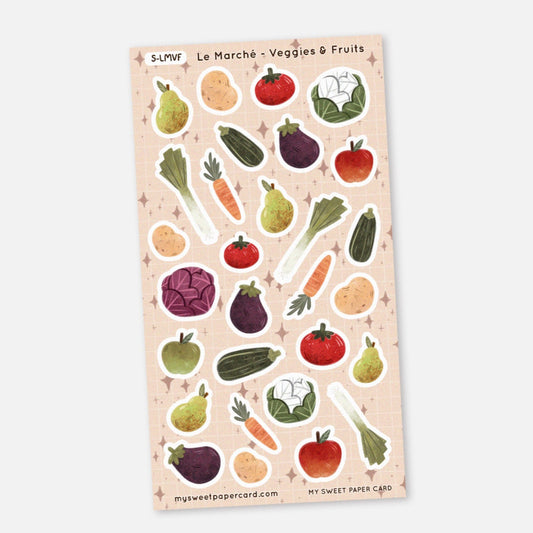 spring planner stickers with cute vegetable and fruit stickers