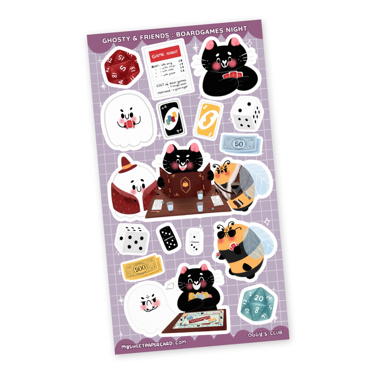 2ND SALE - Oggy's Club - Game Night - Stickers Sheet