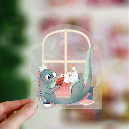 Reading Dragon Suncatcher - Rainbow window cling
